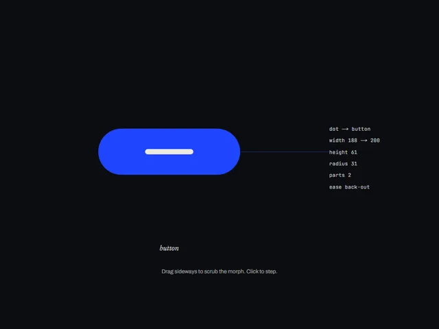 Still of the Archetype morph shape component, a Fieldbook UI component in Animation.