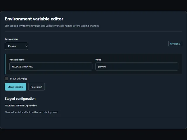 Environment variable editor