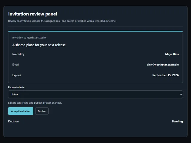 Invitation review panel